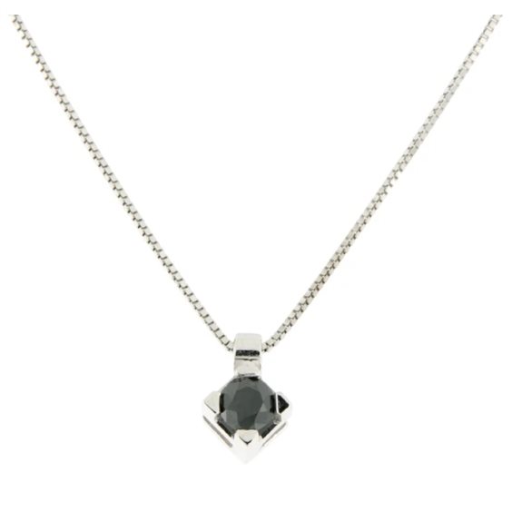 Collana Promesse Uomo in Oro bianco Diamante Black 0.08 Ct POUXN008 - POUXN008